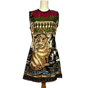 60s Style Cat Mini Dress | Bust 36 | Waist 32 | Vintage